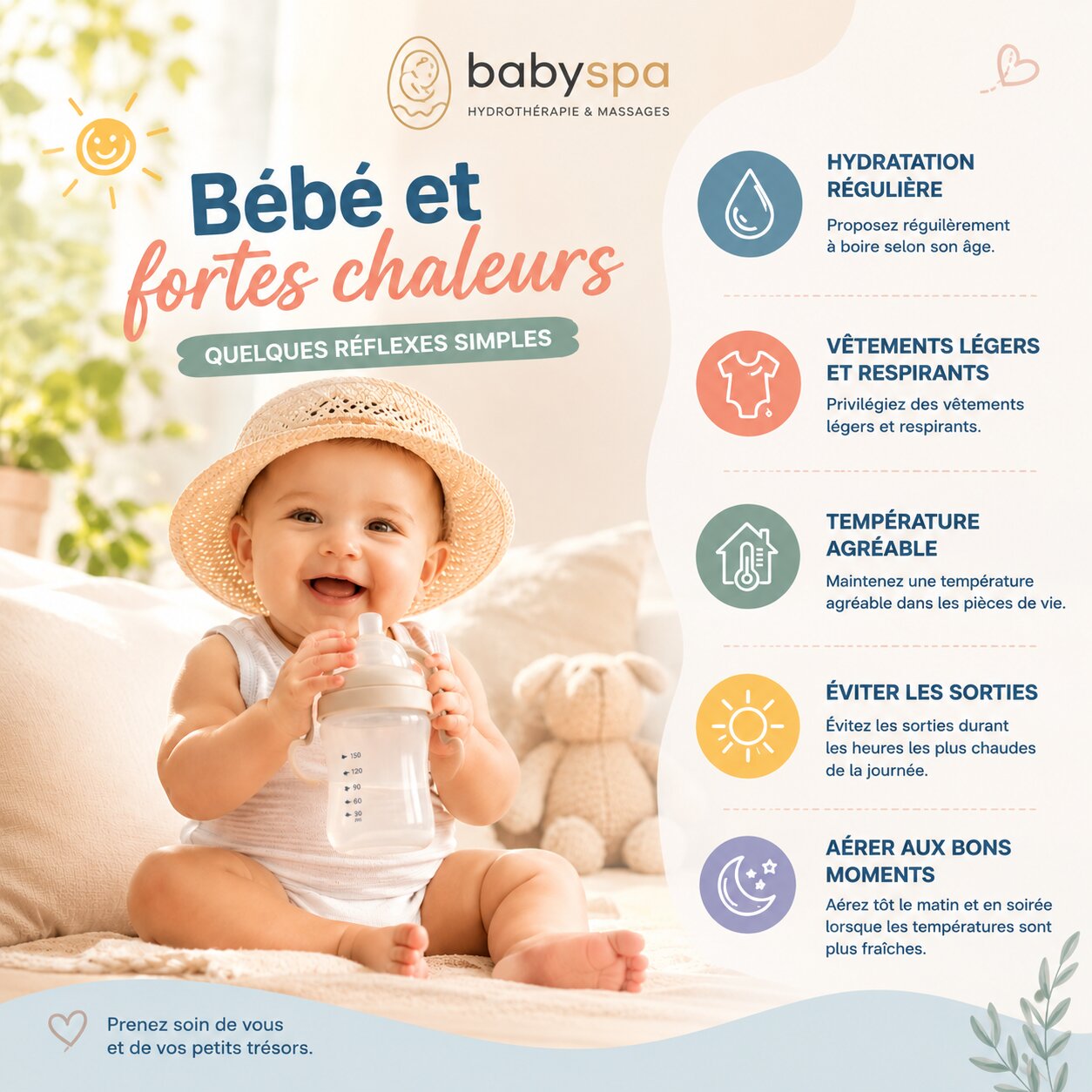 Bébé et fortes chaleurs - conseils Baby Spa