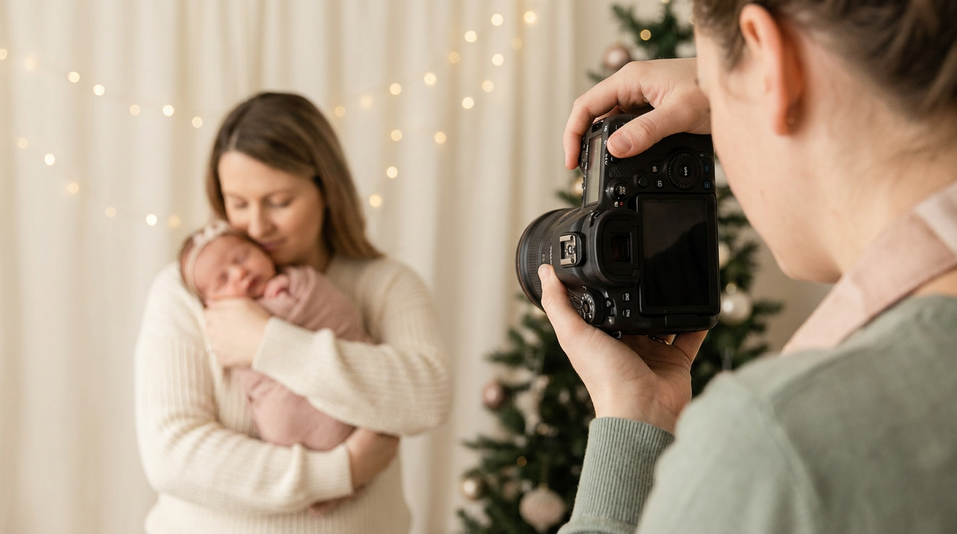 Une séance photo maman et bébé — illustration